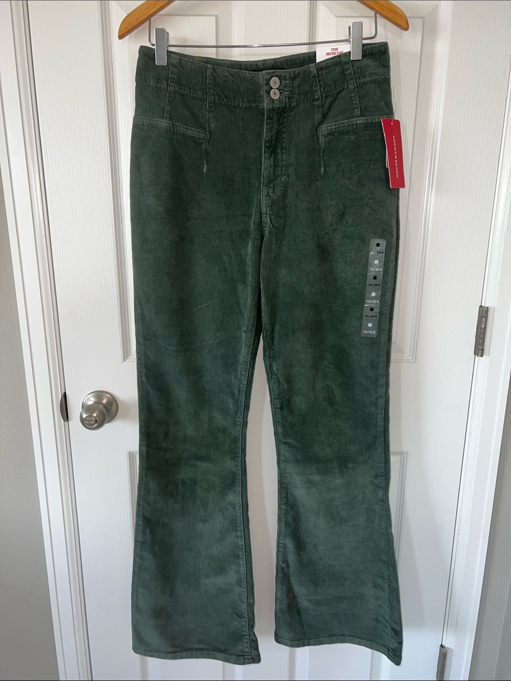 Lucky Brand Stevie High Rise Corduroy Flares Olive 10/30